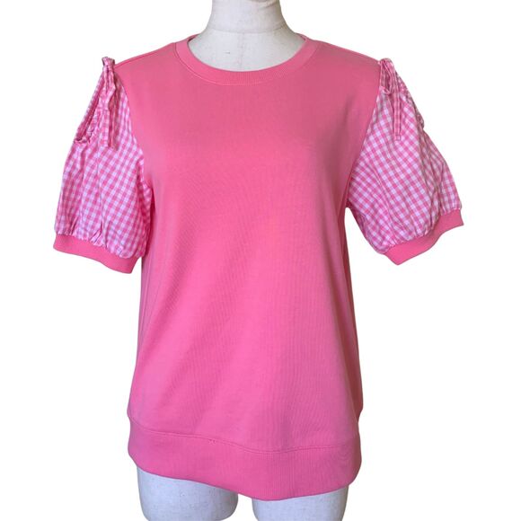 Tommy Hilfiger Tops - Tommy Hilfiger Cotton Gingham Check Short Sleeve Blouse Top Pink Size SP